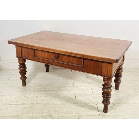 ANTICO TAVOLINO DA FUMO SALOTTO RETTANGOLARE LEGNO DI NOCE DEL 1800 TAVOLO EPOCA