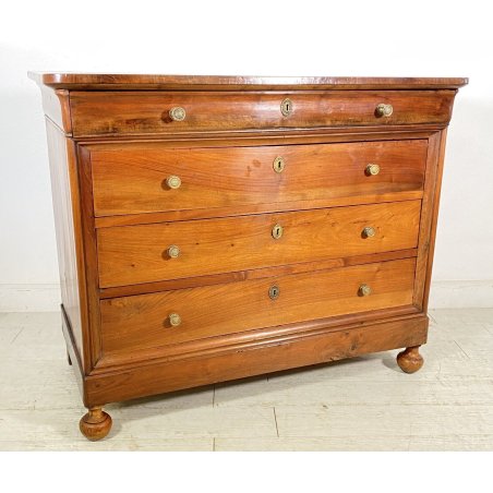 ANTICO COMO CASSETTONE 1800 CAPPUCCINO 4 CASSETTI LEGNO NOCE EPOCA GAMBA CIPOLLA