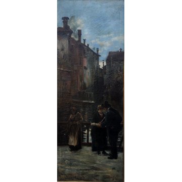 ANTICO QUADRO COPIA D'AUTORE A. Dall' Oca Bianca Ave Maria VENEZIA PONTE CANALE