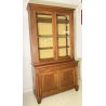 ANTICA CREDENZA BUFFET IMPERO LIBRERIA 1800 VETRINA LEGNO NOCE ALZATA VETRO OLD
