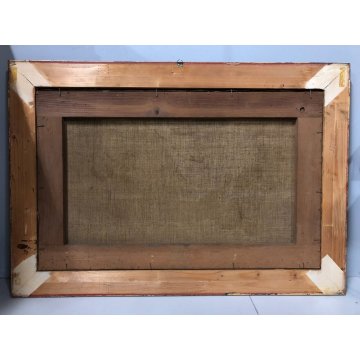 ANTICO QUADRO DIPINTO OLIO PAESAGGIO MARINA PROMONTORIO MARE TEMPESTA VELIERO