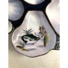 PIATTO CERAMICA VINTAGE PORTA OSTRICHE LIMOGES OYSTER PLATE SMALTO POLICROMO 50S