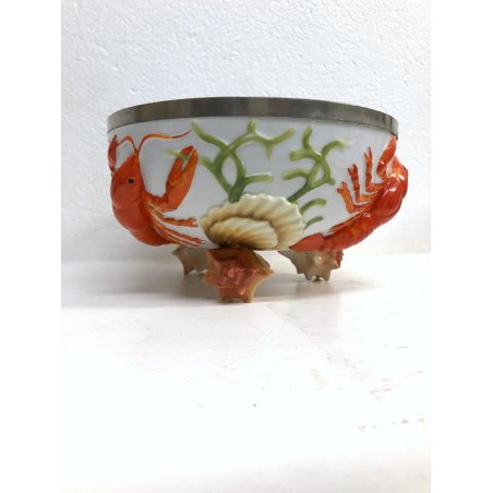 ANTICA CIOTOLA ALZATA CERAMICA Musterschutz BOWL CONCHIGLIE ARAGOSTA ART NOUVEAU