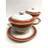 ANTICA COPPIA PICCOLA ZUPPIERA CERAMICA SARREGUEMINES CAFE' AU LAIT BOWL RIGHE