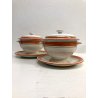 ANTICA COPPIA PICCOLA ZUPPIERA CERAMICA SARREGUEMINES CAFE' AU LAIT BOWL RIGHE