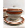 ANTICA COPPIA PICCOLA ZUPPIERA CERAMICA SARREGUEMINES CAFE' AU LAIT BOWL RIGHE