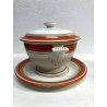 ANTICA COPPIA PICCOLA ZUPPIERA CERAMICA SARREGUEMINES CAFE' AU LAIT BOWL RIGHE
