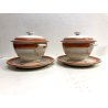 ANTICA COPPIA PICCOLA ZUPPIERA CERAMICA SARREGUEMINES CAFE' AU LAIT BOWL RIGHE