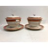 ANTICA COPPIA PICCOLA ZUPPIERA CERAMICA SARREGUEMINES CAFE' AU LAIT BOWL RIGHE