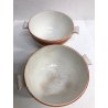 ANTICA COPPIA PICCOLA ZUPPIERA CERAMICA SARREGUEMINES CAFE' AU LAIT BOWL RIGHE