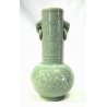 ANTICO VASO CINESE CERAMICA CELADON VERDE MOTIVO FLOREALE ELEFANTI PRIMI '900