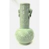 ANTICO VASO CINESE CERAMICA CELADON VERDE MOTIVO FLOREALE ELEFANTI PRIMI '900