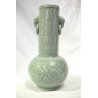 ANTICO VASO CINESE CERAMICA CELADON VERDE MOTIVO FLOREALE ELEFANTI PRIMI '900