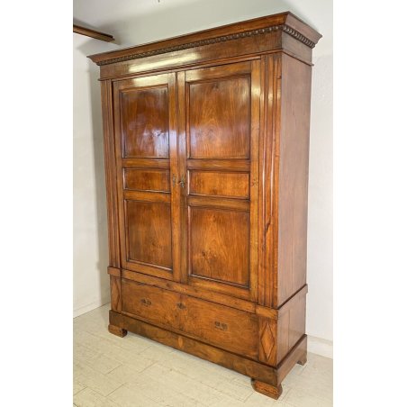 ANTICO GRANDE ARMADIO GUARDAROBA 1800 LOMBARDO LEGNO MASSELLO NOCE 2 ANTE OLD