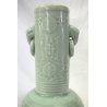 ANTICO VASO CINESE CERAMICA CELADON VERDE MOTIVO FLOREALE ELEFANTI PRIMI '900