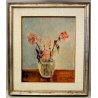 QUADRO OLIO TELA Carlo Monti  NATURA MORTA VASO FIORI ROSE ARONA