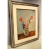 QUADRO OLIO TELA Carlo Monti  NATURA MORTA VASO FIORI ROSE ARONA
