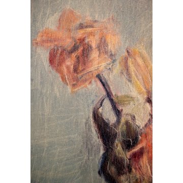 QUADRO OLIO TELA Carlo Monti  NATURA MORTA VASO FIORI ROSE ARONA