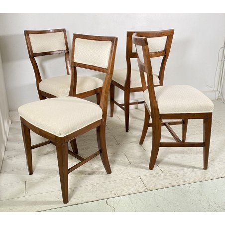 LOTTO 8 SEDIE ANTICE POLTRONA LEGNO NOCE 1800 RUSTICHE SEDUTA STOFFA BIANCA OLD
