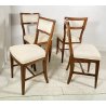 LOTTO 8 SEDIE ANTICE POLTRONA LEGNO NOCE 1800 RUSTICHE SEDUTA STOFFA BIANCA OLD