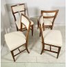 LOTTO 8 SEDIE ANTICE POLTRONA LEGNO NOCE 1800 RUSTICHE SEDUTA STOFFA BIANCA OLD