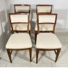 LOTTO 8 SEDIE ANTICE POLTRONA LEGNO NOCE 1800 RUSTICHE SEDUTA STOFFA BIANCA OLD