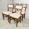 LOTTO 8 SEDIE ANTICE POLTRONA LEGNO NOCE 1800 RUSTICHE SEDUTA STOFFA BIANCA OLD