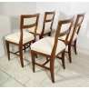 LOTTO 8 SEDIE ANTICE POLTRONA LEGNO NOCE 1800 RUSTICHE SEDUTA STOFFA BIANCA OLD