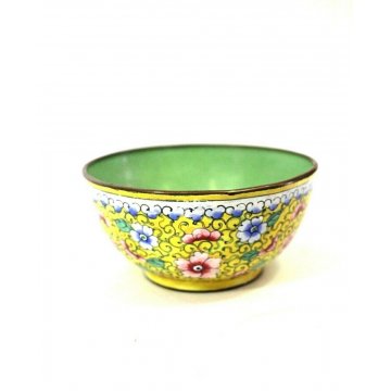 CIOTOLA CLOISONNE' CERAMICA CINESE POLICROMA MOTIVO FLOREALE BOWL CINA metà '900