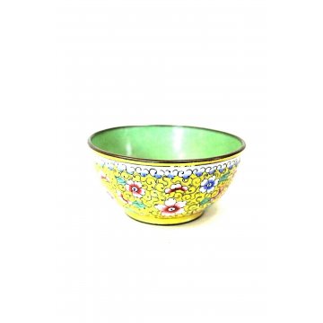 CIOTOLA CLOISONNE' CERAMICA CINESE POLICROMA MOTIVO FLOREALE BOWL CINA metà '900