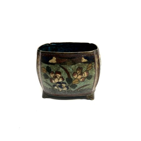 ANTICO BRONZO CINESE CLOISONNE INCENSIERA SMALTO BOWL INCESE BURNER CINESERIA
