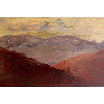 QUADRO Carlo Monti DIPINTO OLIO TELA TRAMONTO LAGO MAGGIORE ARONA GOLDEN HOUR 