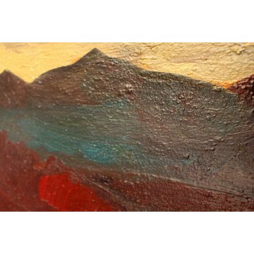 QUADRO Carlo Monti DIPINTO OLIO TELA TRAMONTO LAGO MAGGIORE ARONA GOLDEN HOUR 