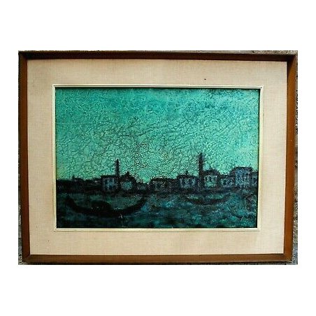 QUADRO DIPINTO Aldo Zaninotto ASTRATTO MATERICO NEOREALISTA 1961 VENEZIA 64x49