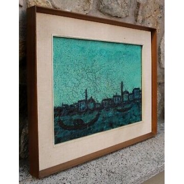 QUADRO DIPINTO Aldo Zaninotto ASTRATTO MATERICO NEOREALISTA 1961 VENEZIA 64x49