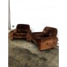 COPPIA POLTRONA VELLUTO PIEDINI SFERA 70s DESIGN VINTAGE BROWN VELVET ARMCHAIR