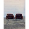 COPPIA POLTRONA VELLUTO PIEDINI SFERA 70s DESIGN VINTAGE BROWN VELVET ARMCHAIR