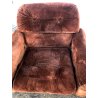 COPPIA POLTRONA VELLUTO PIEDINI SFERA 70s DESIGN VINTAGE BROWN VELVET ARMCHAIR