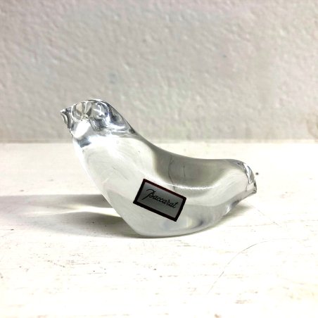 SCULTURA CRISTALLO UCCELLINI FIRMATO Baccarat CRYSTAL FIGURE BIRDS PAIRE OISEAUX