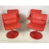 LOTTO 4 SEDIA YRJO KUKKAPURO PER HAIMI PELLE ROSSA DESIGN ANNI 60 SEDIE GIREVOLI