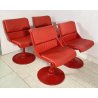 LOTTO 4 SEDIA YRJO KUKKAPURO PER HAIMI PELLE ROSSA DESIGN ANNI 60 SEDIE GIREVOLI