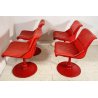 LOTTO 4 SEDIA YRJO KUKKAPURO PER HAIMI PELLE ROSSA DESIGN ANNI 60 SEDIE GIREVOLI