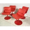 LOTTO 4 SEDIA YRJO KUKKAPURO PER HAIMI PELLE ROSSA DESIGN ANNI 60 SEDIE GIREVOLI