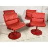 LOTTO 4 SEDIA YRJO KUKKAPURO PER HAIMI PELLE ROSSA DESIGN ANNI 60 SEDIE GIREVOLI