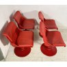 LOTTO 4 SEDIA YRJO KUKKAPURO PER HAIMI PELLE ROSSA DESIGN ANNI 60 SEDIE GIREVOLI