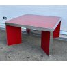 TAVOLO VETRO DESIGN ROSSO 4 GAMBE METALLO CROMATO ANNI 70 TABLE RED VINTAGE
