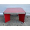 TAVOLO VETRO DESIGN ROSSO 4 GAMBE METALLO CROMATO ANNI 70 TABLE RED VINTAGE