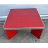 TAVOLO VETRO DESIGN ROSSO 4 GAMBE METALLO CROMATO ANNI 70 TABLE RED VINTAGE