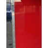 TAVOLO VETRO DESIGN ROSSO 4 GAMBE METALLO CROMATO ANNI 70 TABLE RED VINTAGE