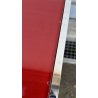 TAVOLO VETRO DESIGN ROSSO 4 GAMBE METALLO CROMATO ANNI 70 TABLE RED VINTAGE